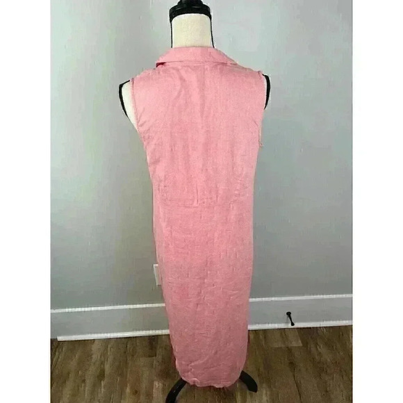 Herman Geist 100% Linen Maxi Dress 8P Collar Sleeveless Lagenlook Minimalist - Picture 5 of 9
